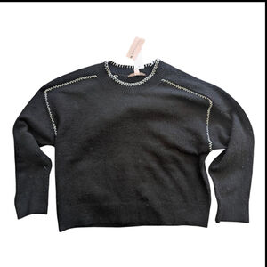 Philosophy Republic Crewneck Sweater - Contrast Whipstitch - Black & White - L